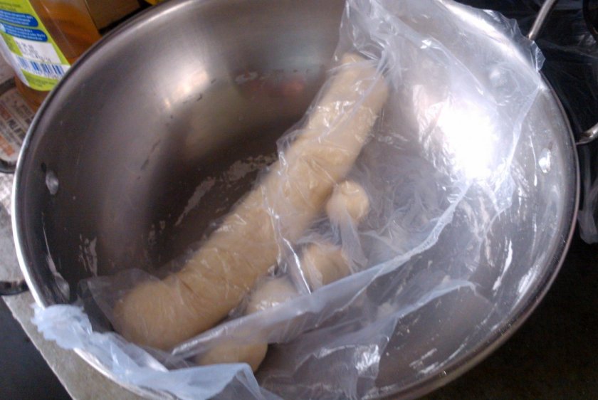 Freshly knead dough wrapped to keep it soft, supple and moist!